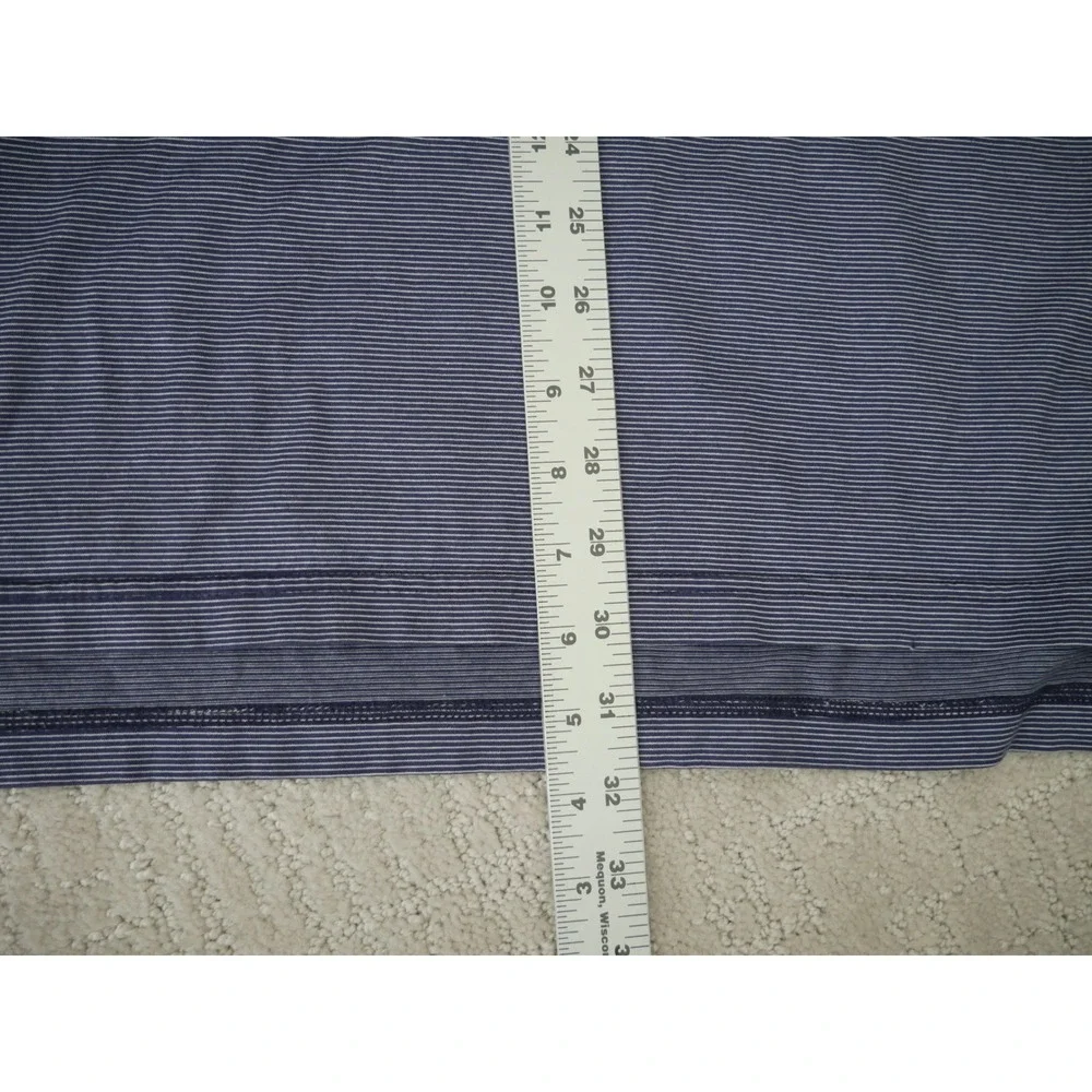 Peter Millar Mens XL Navy Blue White Striped Cotton Polo PCG‎ Crest Golf Shirt